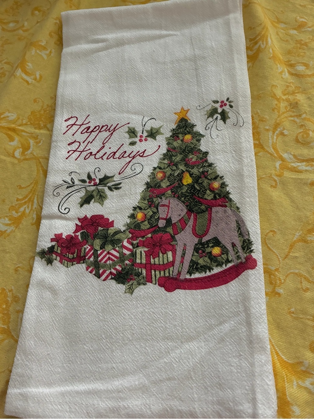 3 individual kitchen towels for Christmas. All new 100% Cotton. Colorful woven